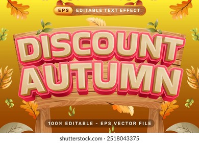 discount autumn 3d text effect and editable text effect with leaf autumn illustration