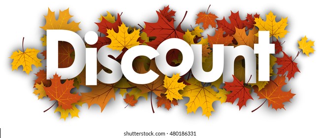 Discount autumn banner with golden maple leaves. Vector illustration.