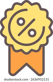Discount Badge Filled Style Icon Design