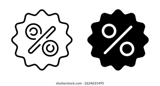 Discount badge icon. Linear and silhouette style.