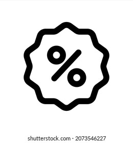 Discount badge icon, simple vector line style, editable strokes