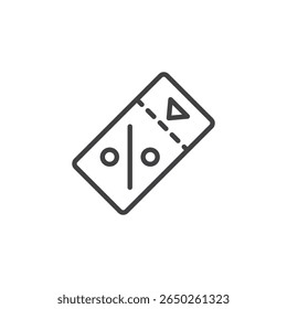 Discount badge line icon in outline vector style. Represents a percent label for sales or promotions. Price icon and savings symbol for ecommerce and retail.