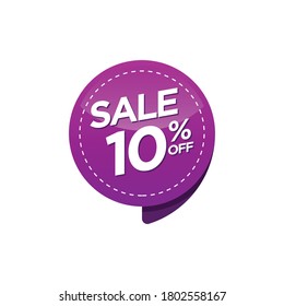 Indicador de descuento en color de fondo morado 10%