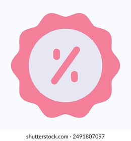 Discount Badge, Discount Tag Vector Icon, Discount Label Tag, Flat Style Isolated Vector Icon.