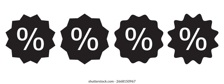 Icono del Vector de la insignia del descuento. Parte de una gran familia de iconos. Perfecto para interfaces de Web y App, presentaciones, infografías, etc. Icono de porcentaje de venta. Compras, etiqueta, Cupón, especial, regalo, negocio. 