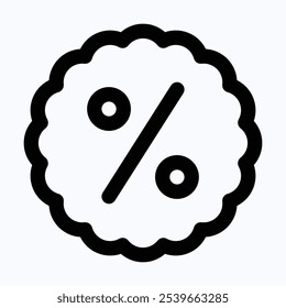 Discount Badge Vector Icon, Percentage Sign Symbol, Isolated Lineal Vector Icon.