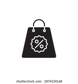 discount bag icon black style design. bag vector illustration. isolated on white background