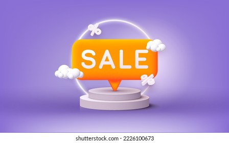 Discount banner design. Online shopping concept. 3D Web Vector Illustrations.