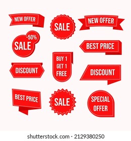 Discount banner  and labels new offer tags best sale badges.