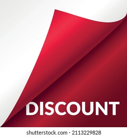 Discount Banner Mockup. Realistic Red Paper Corner Curl