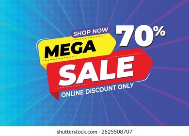 Discount banner, offer sale banner vector template. Sale label and discounts background, mega offer template design, Special offer tag,
sale offer banner, online shop banner, End of Year sale,