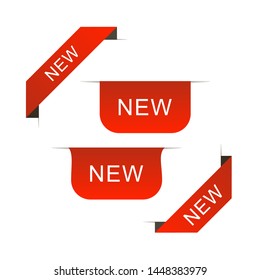 Discount banner promotion template. Vector badges and labels isolated on white background. Sale tags collection. Red ribbon and banner with New. Stock vector.