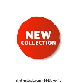 Discount banner promotion template. Vector badge and label isolated on white background. Red ribbon and banner with New Collection. Stock vector.