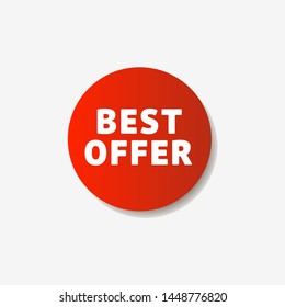 Discount banner promotion template. Vector badge and label isolated on white background. Red banner with Best Offer. Stock vector.