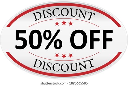 discount banner. Sale 50 off. Vector illustration on a white background.