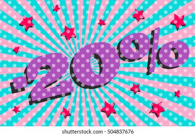 Discount banner, Seamless vector illustration inspired by retro style, circus