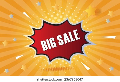 Discount banner shape. Big Sale badge. Sale coupon bubble icon. Abstract yellow background. Modern concept design.