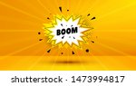 Discount banner shape. Boom sale badge. Coupon bubble icon. Abstract yellow background. Modern concept design. Banner with offer badge. Vector