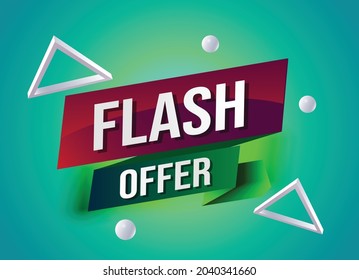 Discount banner shape. Flash offer badge. Sale coupon ribbon icon. Abstract yellow background. Modern concept design. Banner with offer badge. Vector