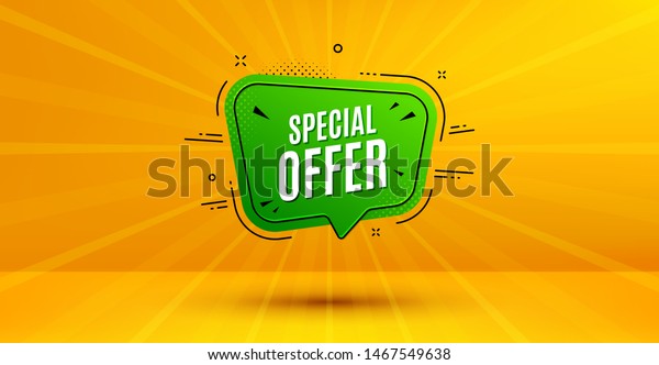 Discount banner shape. Special offer\
badge. Sale coupon bubble icon. Abstract yellow background. Modern\
concept design. Banner with offer badge.\
Vector