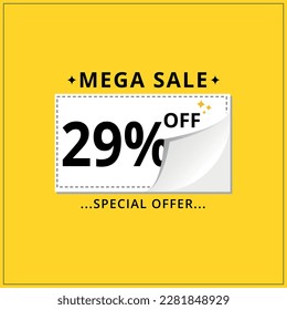 Discount banner. Special Offer Marketing Announcement. discount coupon. Special offer 29% discount Vector conceptual yellow banner design template. svg
