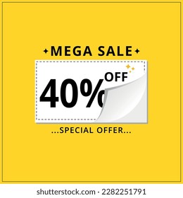 Discount banner. Special Offer Marketing Announcement. discount coupon. Special offer 40% discount Vector conceptual yellow banner design template.