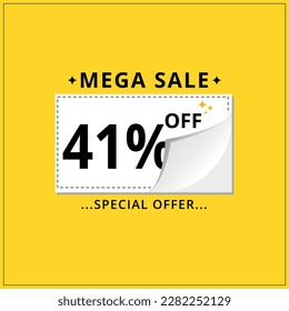 Discount banner. Special Offer Marketing Announcement. discount coupon. Special offer 41% discount Vector conceptual yellow banner design template.