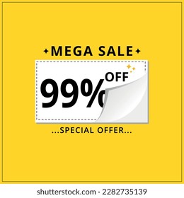 Discount banner. Special Offer Marketing Announcement. discount coupon. Special offer 99% discount Vector conceptual yellow banner design template.
