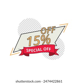 Discount banner for special offer, vector illustration of 15% off discount banner for websites and graphic resources.