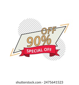 Discount banner for special offer, vector illustration of 90% off discount banner for websites and graphic resources.