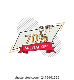 Discount banner for special offer, vector illustration of 70% off discount banner for websites and graphic resources.