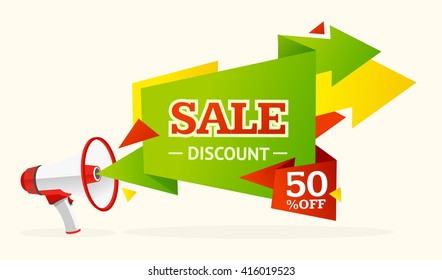 Discount Banner Sticker. Promotion or Sale Poster. Vector illustration