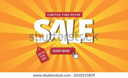 Discount banner, super offer 71% off with limited time, sales promotion banner.