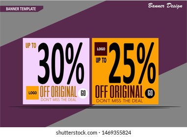Discount banner template design, perfect for  event special deal, big deal and more sale event. Vector illutration.