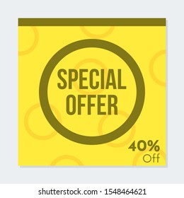 Discount banner template illustration. Editable Social media banner. Social media post with yellow color concept. Suitable for food and culinary promotion. 