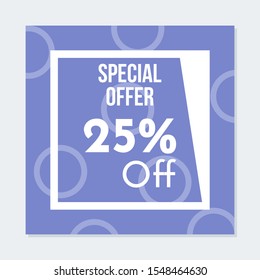 Discount banner template illustration. Editable Social media banner. Social media post with purple color concept. Suitable for food and product promotion. 