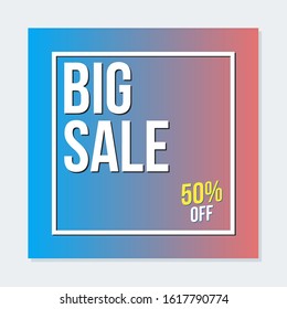 Discount banner template illustration. Editable Social media banner. Suitable for promotion purpose. Social media post with blue color concept. 