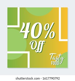 Discount banner template illustration. Editable Social media banner. Social media post with green gradient color concept. Suitable for product promotion. 