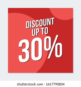 Discount banner template illustration. Editable Social media banner. Social media post with red color. Suitable for  product promotion purpose 