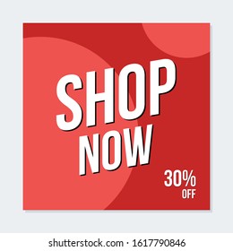 Discount banner template illustration. Editable Social media banner. Social media post with red color. Suitable for promotion