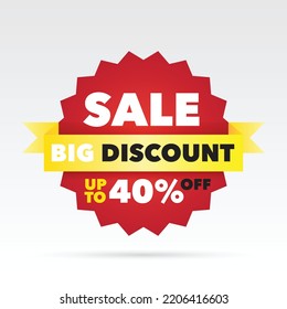 Discount Banner Template Vector Design, Up to 40 percent off.