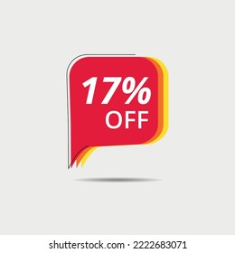 Ilustración vectorial de banner de descuento, publicidad de oferta especial 17%, oferta especial, diseño de banner de descuento rojo 17%.e