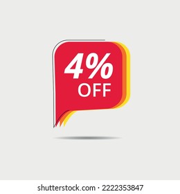 Discount banner vector illustration, 4% off special offer marketing ad, special offer, 4% off red discount banner design.