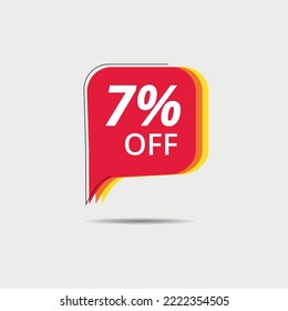 Discount banner vector illustration, 7% off special offer marketing ad, special offer, 7% off red discount banner design.