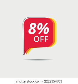 Discount banner vector illustration, 8% off special offer marketing ad, special offer, 8% off red discount banner design.