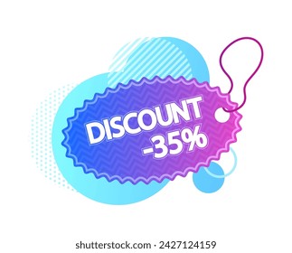 Discount Banner, Vector Promotional Tag, Showcasing Special Offers Or Sales, Designed To Attract Attention