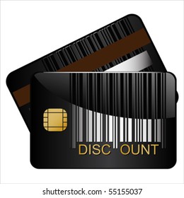 discount bar-code credit card, Isolated over background and groups, vector ILLUSTRATION