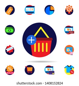 Discount, basket icon. Universal set of discount for website design and development, app development