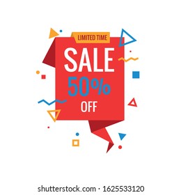 Discount Big Sale Banner For Valentine Day. Sale 50% Off Banner Vector