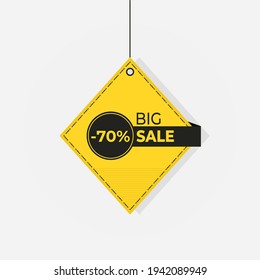 Discount big sale tag label 70 off vector